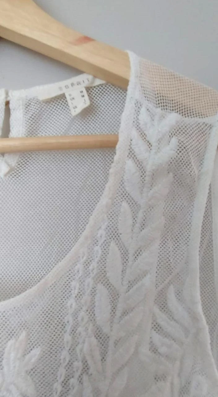 Esprit top de renda branco sem mangas, tamanho M – photo 2
